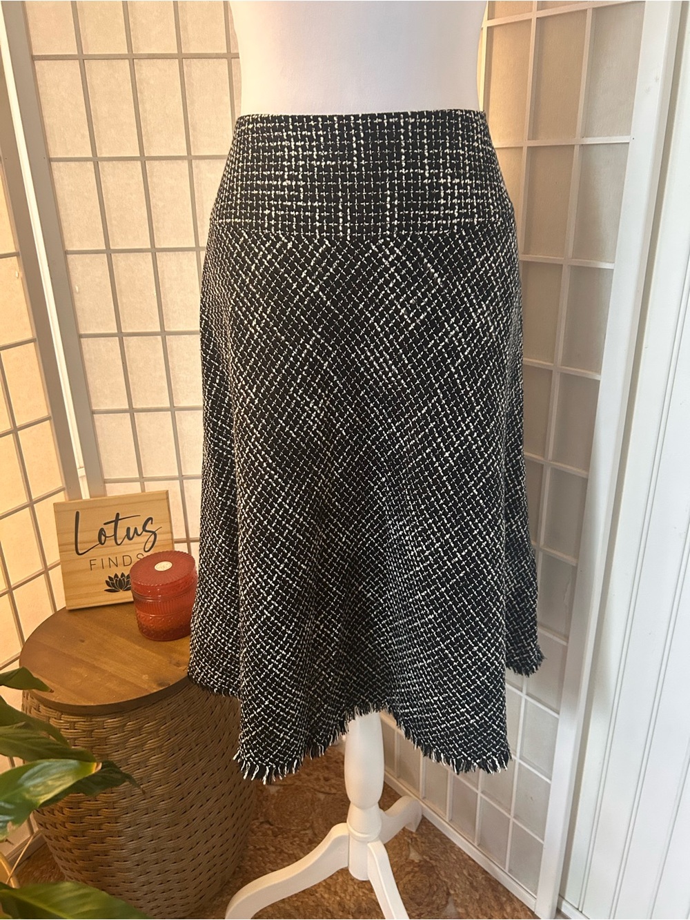 Coldwater Creek Black & White Tweed A-Line Skirt Size Large 14/16